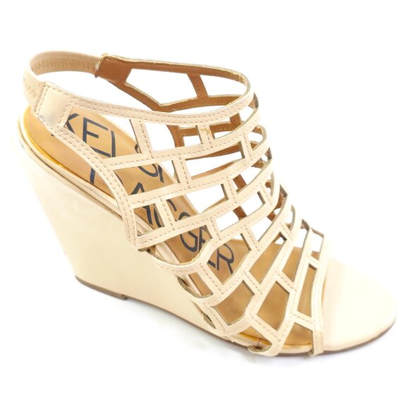 Kelsi Dagger Women's "Eris" Tan Open-Toe Slingback Wedge Sandals - Picture 1 of 14